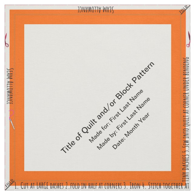 Tissu Coin Étiquette simple et personnalisé orange (Échantillon)