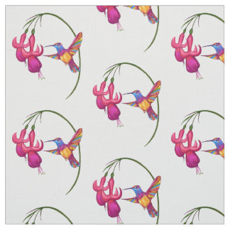 Tissu Colibri avec la fleur fuchsia