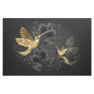 Tissu Colibri noir et or