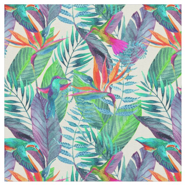 Tissu Colibris d'aquarelle (Fermer)