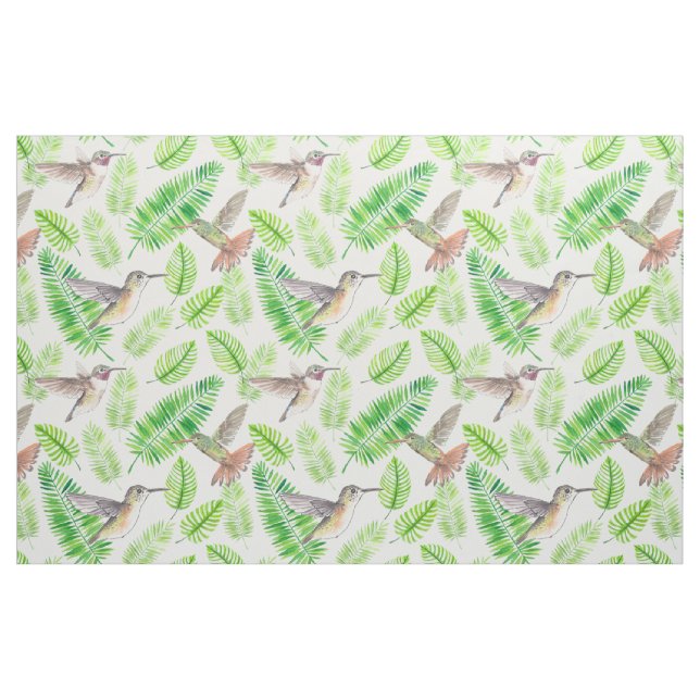 Tissu Colibris et feuilles tropicaux (Fat Quarter)