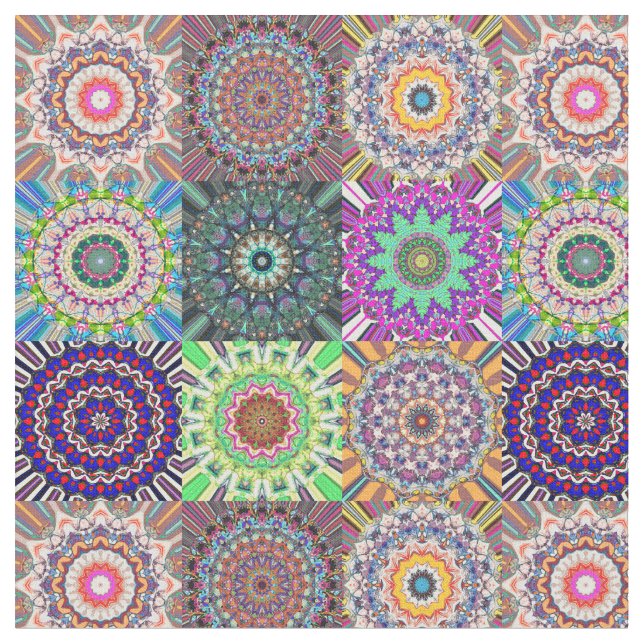 Tissu Collage Abstrait de Mandala (Fermer)