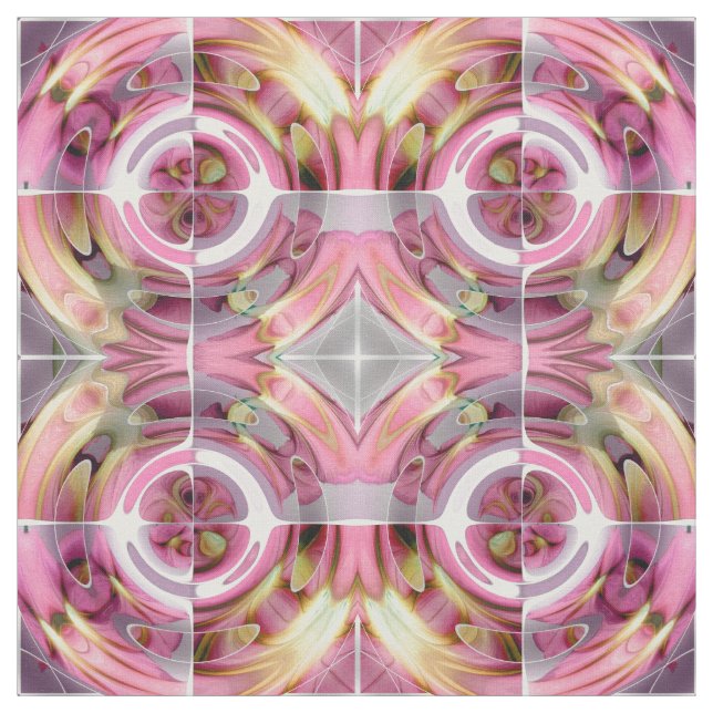 Tissu Collage abstrait de mandarine et de rose (Échantillon)