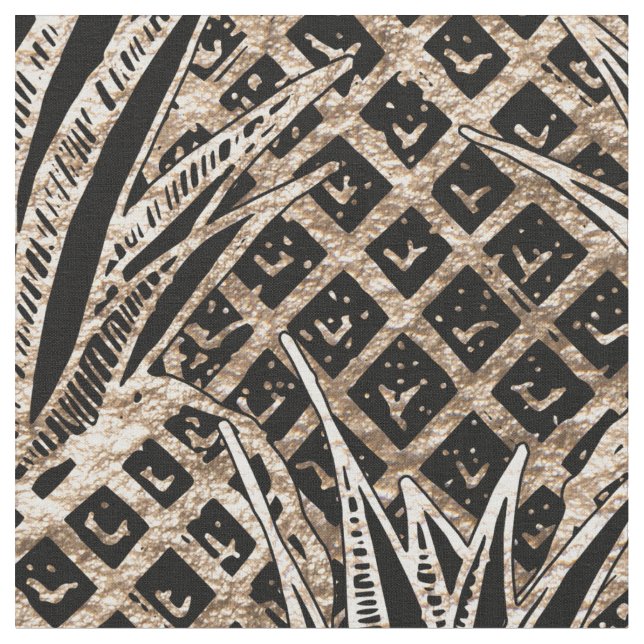 Tissu Collage d'ananas de feuille d'or de Faux (Fermer)