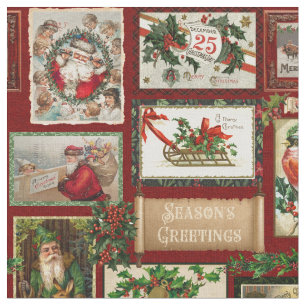 Tissu Collage de la carte de Noël victorienne antique