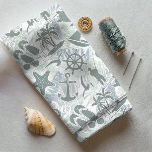 Tissu Collage de plage nautique Olive ID839