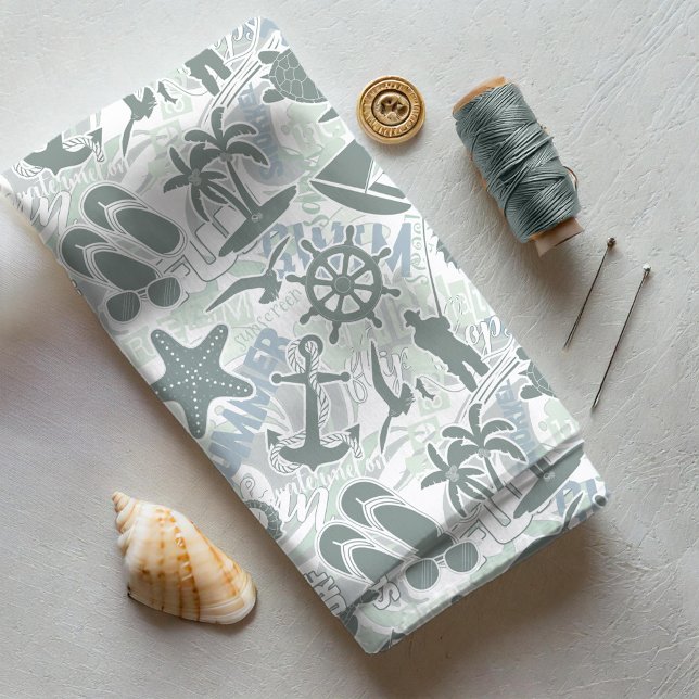 Tissu Collage de plage nautique Olive ID839 (Créateur téléchargé)