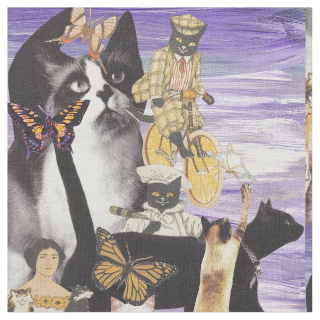 Tissu Collage mignon 4 de chat (Fermer)