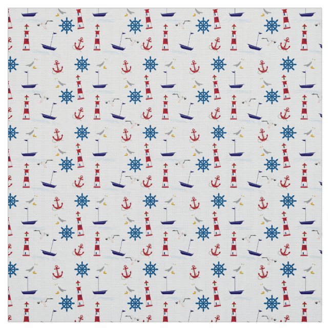 Tissu Collage nautique (Échantillon)