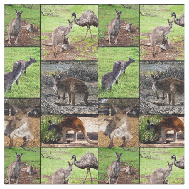 Tissu Collage photo de Kangaroo, (Fermer)