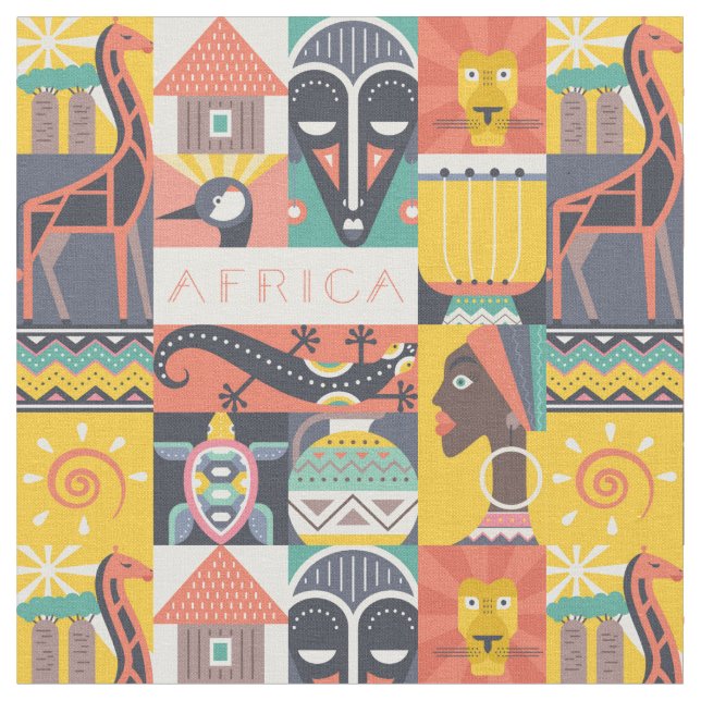 Tissu Collage symbolique africain d'art (Fermer)