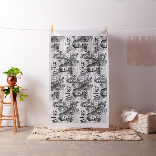 Tissu Collage vintage d'Alice noir et blanc