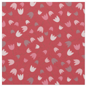 Tissu Collection motif rouge avec tulipe rose