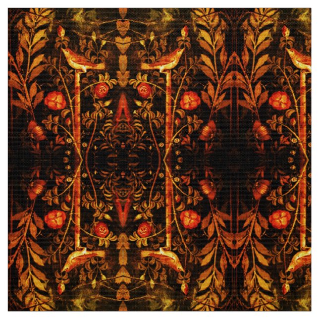Tissu COLLECTION POMPEII NUIT AVEC ROSE Jaune (Échantillon)