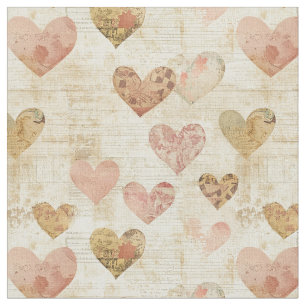 Tissu Coller les coeurs sur papier manuscrit