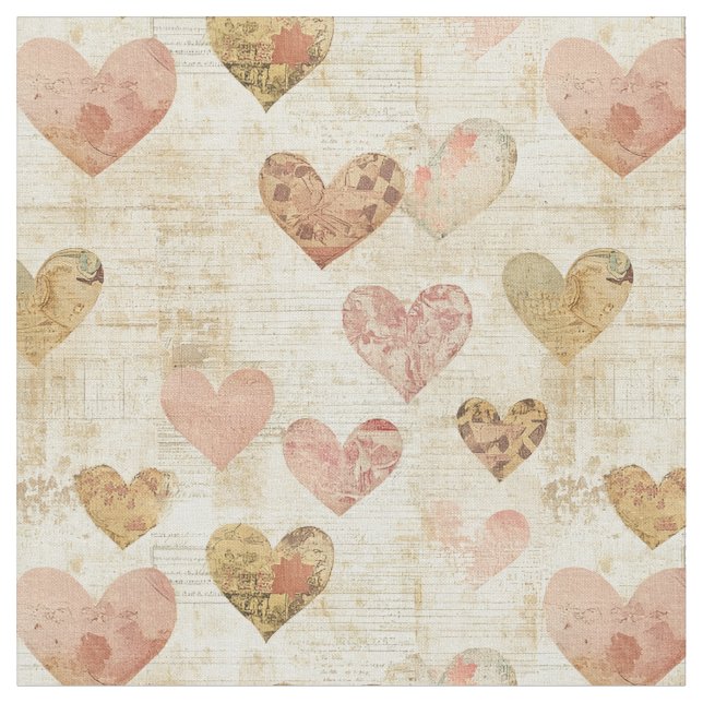 Tissu Coller les coeurs sur papier manuscrit (Fermer)