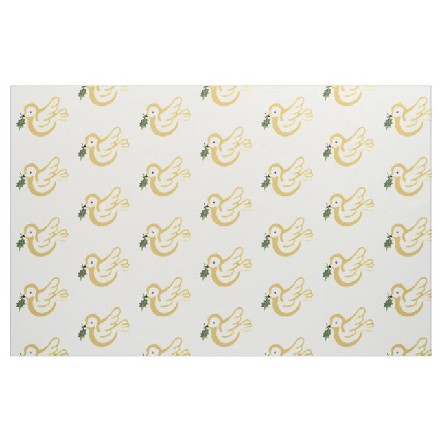 Tissu colombe de paix dorée avec feuille de lierre (Fat Quarter)