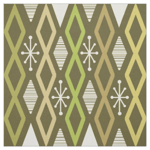 Tissu Colonnes Diamond de l'Âge Atomique Vert olive