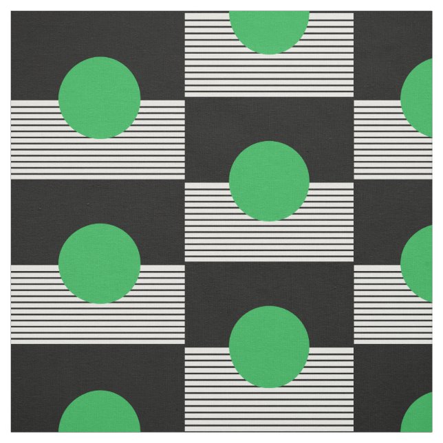 Tissu Colorbloc noir blanc et cercle vert (Échantillon)
