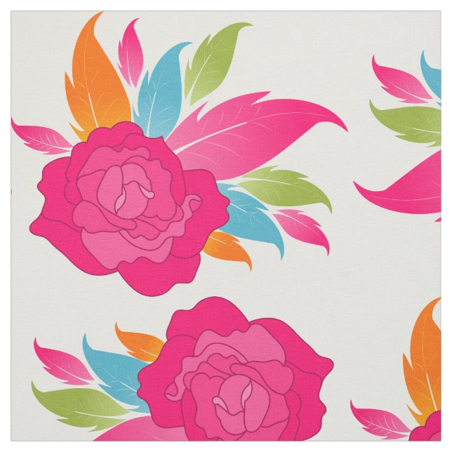 Tissu Coloré et élégant Rose Motif (Échantillon)