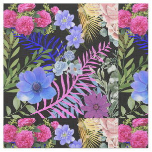 Tissu Coloré Rétro Folin Floral Folid