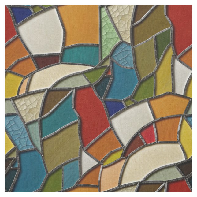 Tissu Coloré Vitrage Mosaïque Abstraction (Échantillon)