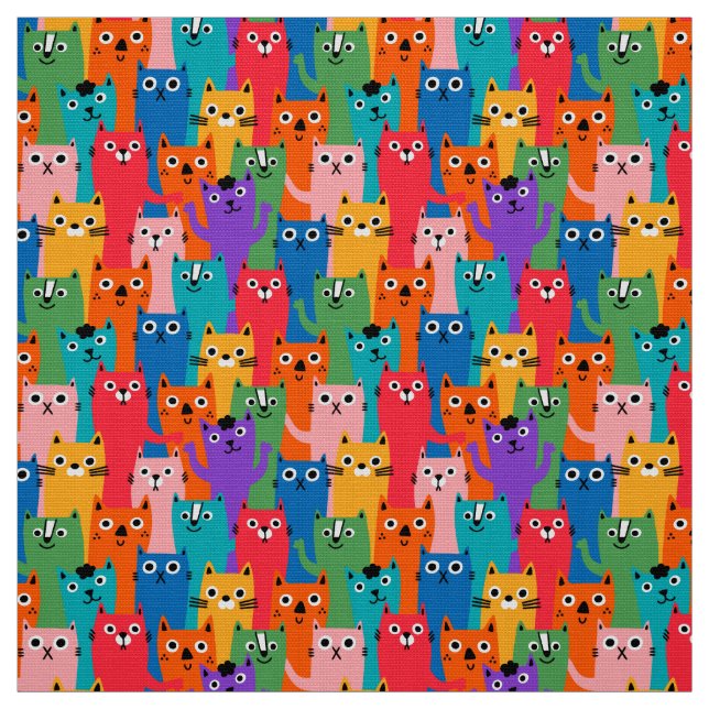 Tissu Colorful cats (Échantillon)