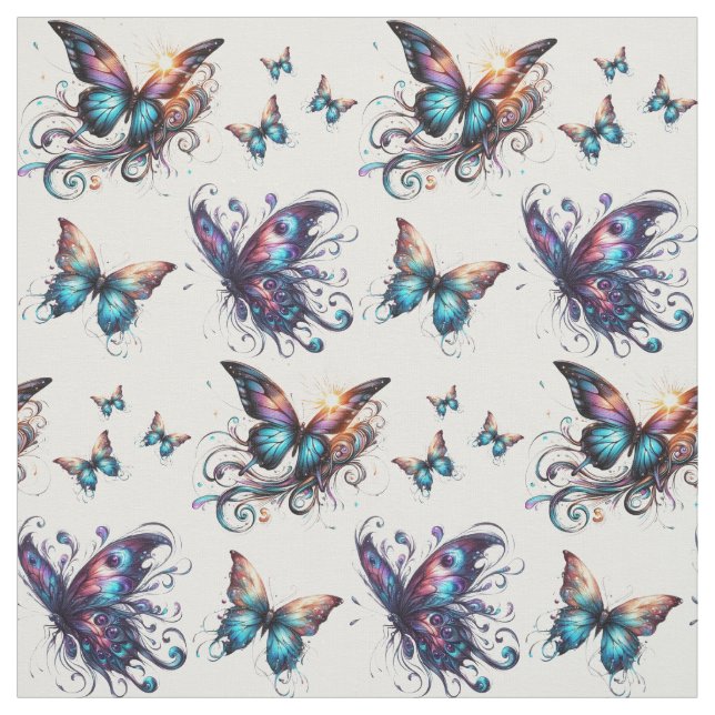 Tissu Colorful fabric with butterfly pattern (Échantillon)