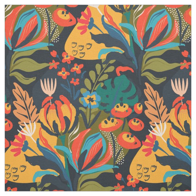 Tissu Colorful Tropical Abstrait Floral (Échantillon)