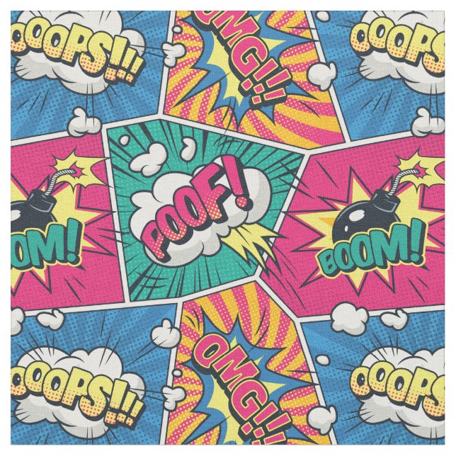 Tissu Comic Book Pop Art Fabric (Fermer)
