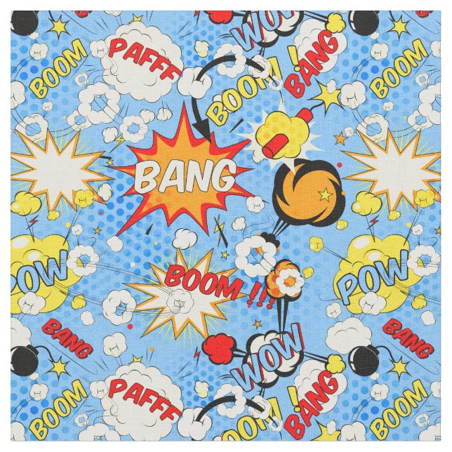Tissu Comic Book Pop Art Fabric (Fermer)