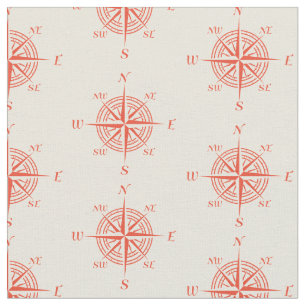 Tissu Compas de navigation nautique corail