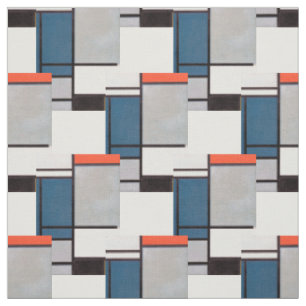 Tissu Composition monochrome avec rouge, bleu, noir, jau