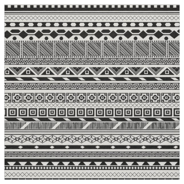 Tissu Conception aztèque blanche noire mignonne de (Échantillon)