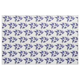 Tissu Conception bleue classique d'oiseaux de saule