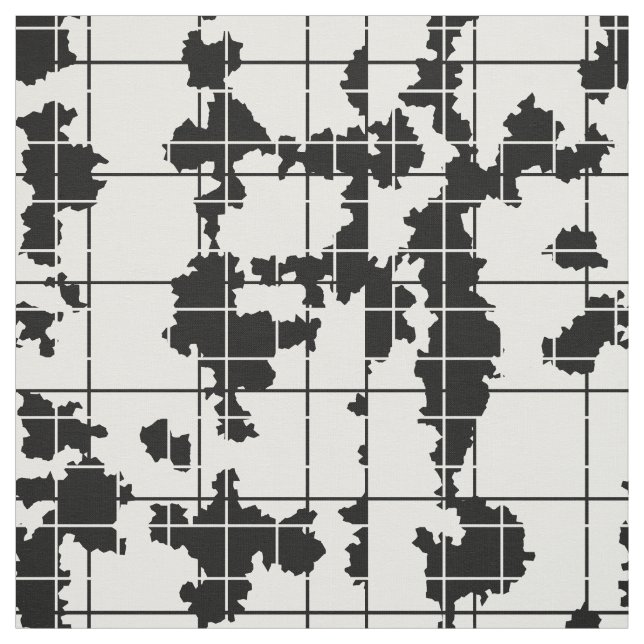 Tissu Conception d'art abstrait organique noir et blanc (Échantillon)