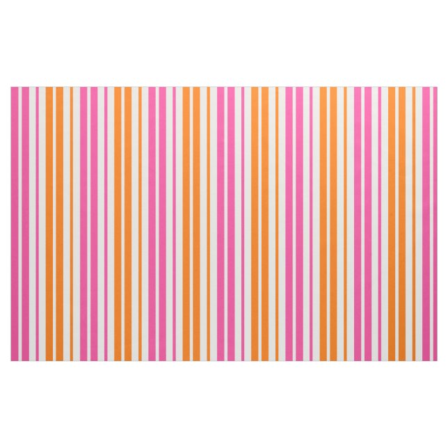 Tissu Conception de bandes verticales rose orange blanc  (Fat Quarter)