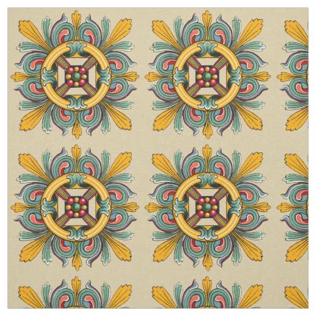 Tissu Conception de carreaux victoriens de cire d'abeill (Échantillon)