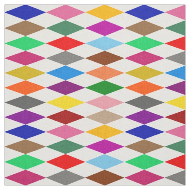 Tissu Conception de diamants arlequin colorés blanc  (Échantillon)