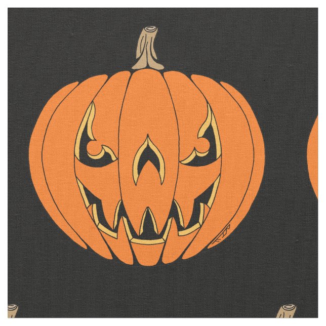 Tissu Conception de Halloween de citrouille effrayante J (Fermer)