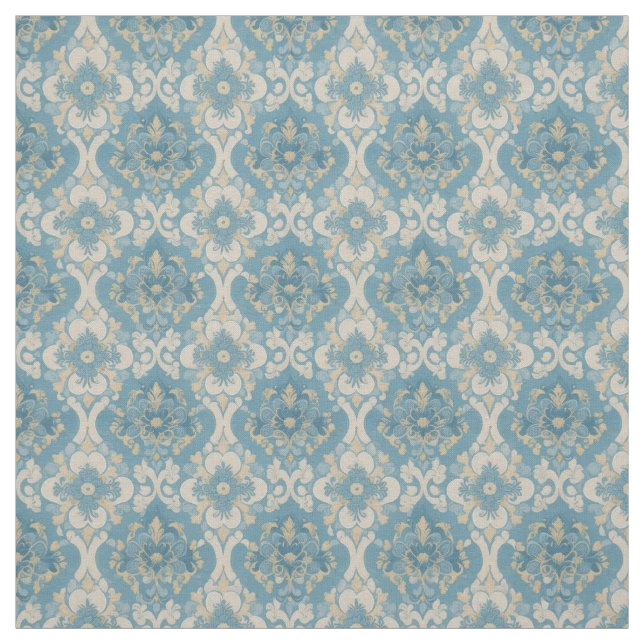 Tissu Conception de l'époque victorienne Bleu et Jaune (Échantillon)