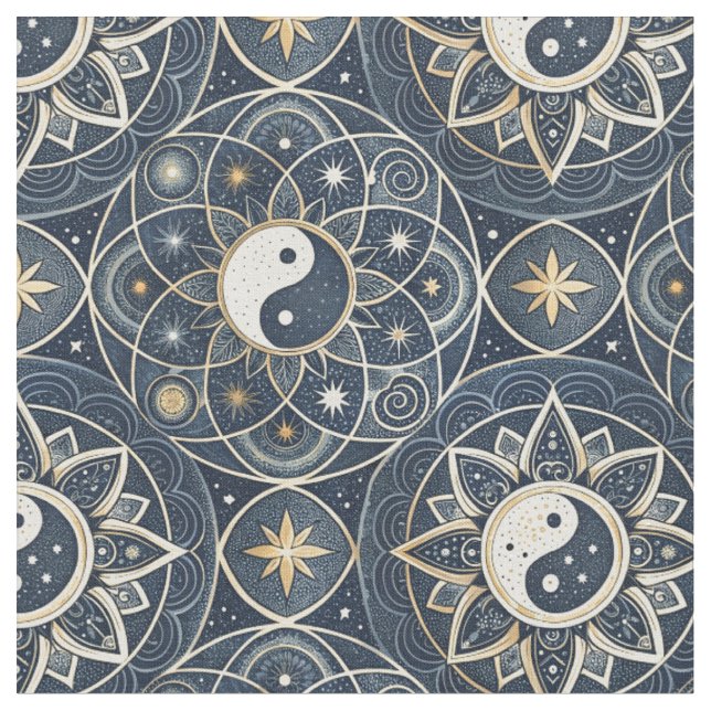 Tissu Conception de Mandala d'Harmonie Céleste Yin Yang (Fermer)
