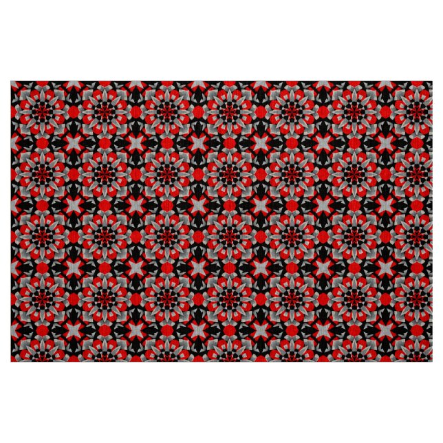 Tissu Conception de mandala géométrique vif avec rouge,  (Fat Quarter)
