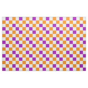 Tissu Conception de motif à carreaux orange blanc violet