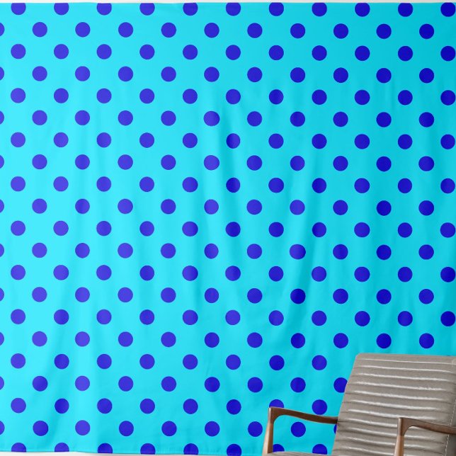 Tissu Conception de motif à pois bleus sur fond cyan (Créateur téléchargé)