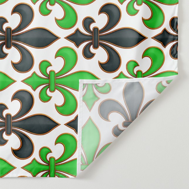 Tissu Conception de motif baroque fleur de lis noir vert (Créateur téléchargé)