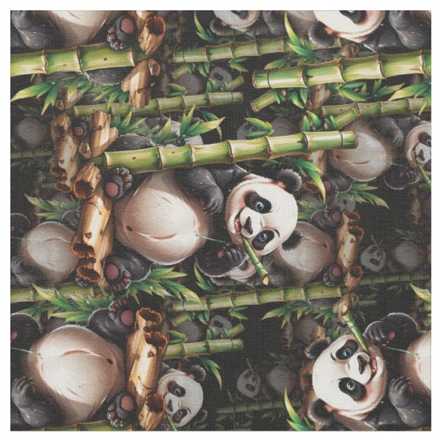 Tissu Conception de motif de panda en bambou  (Fermer)