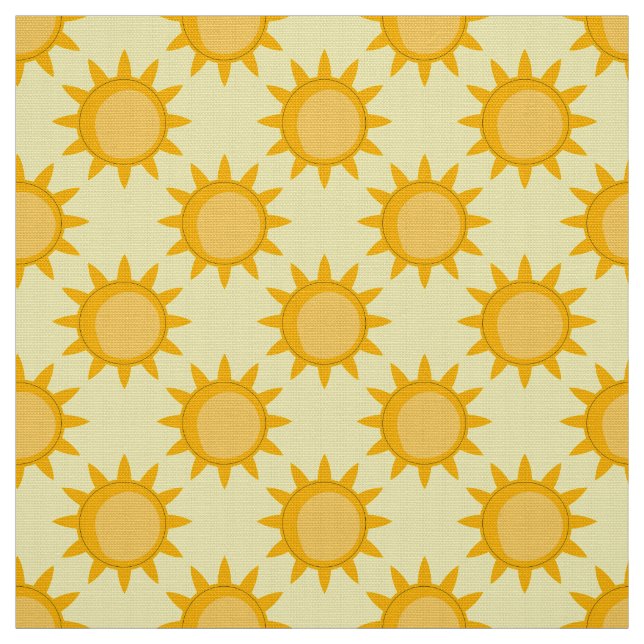 Tissu Conception de motif de soleil ensoleillé sur jaune (Échantillon)