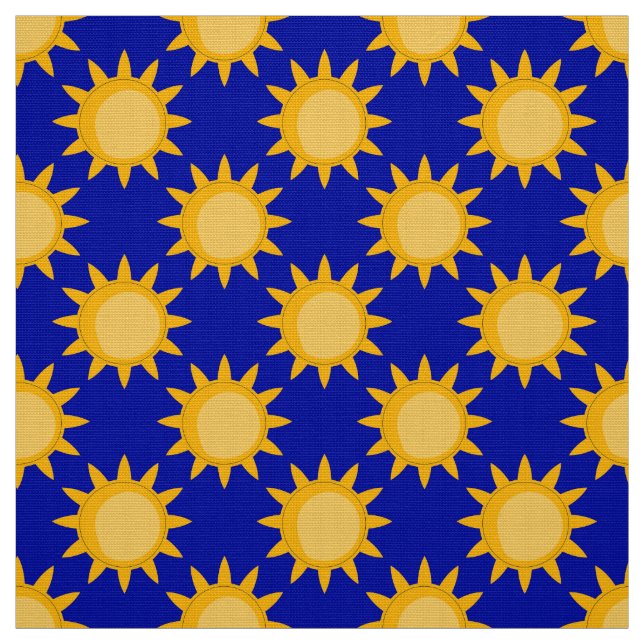 Tissu Conception de motif de soleil sur fond bleu  (Échantillon)