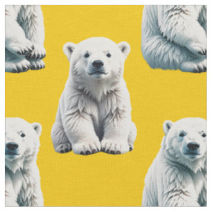 Tissu Conception de motif d'ours polaire jaune